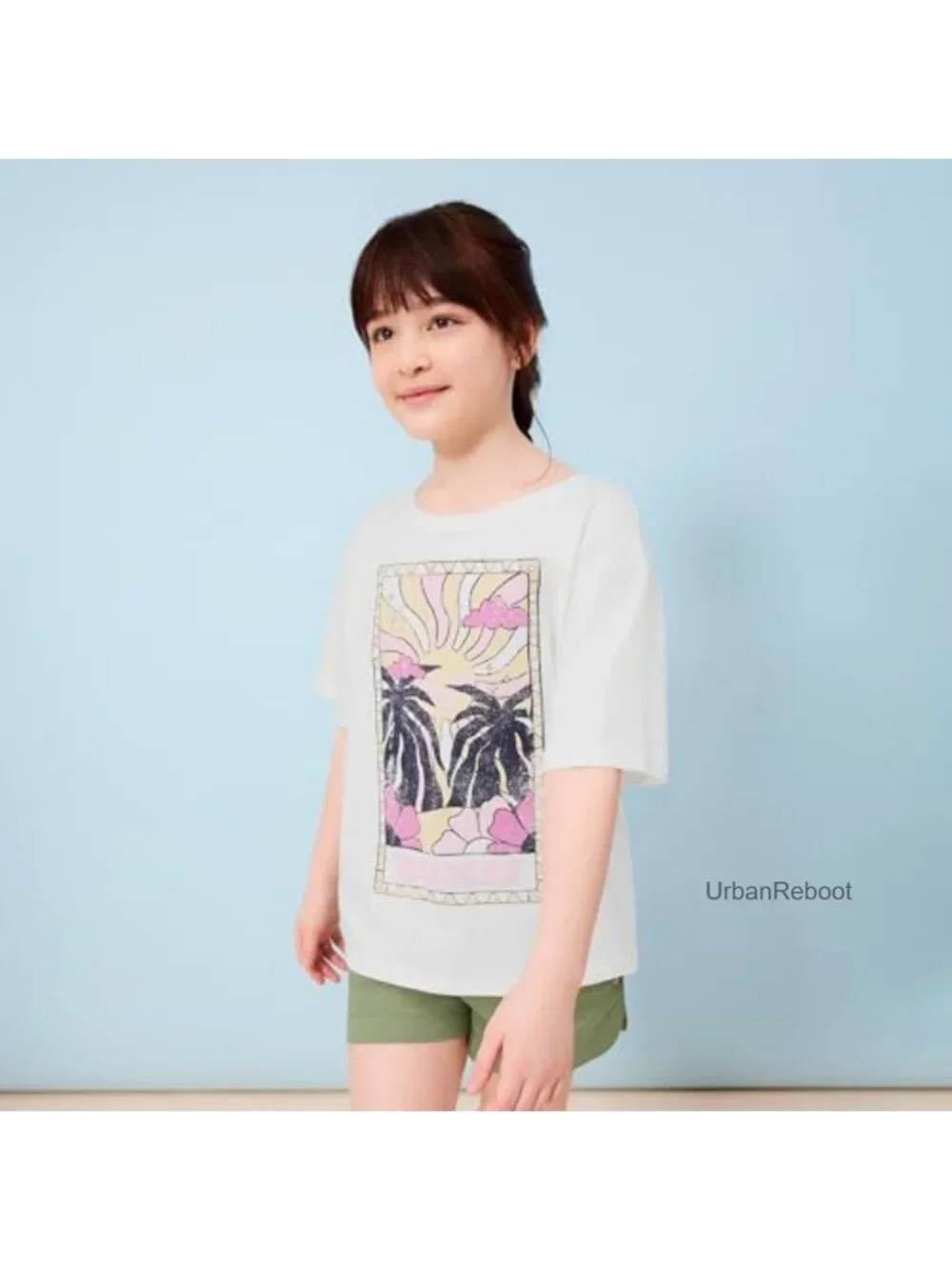Girls Short Sleeve Oversized Fit Logo Tee 100% Cotton Crew Neck